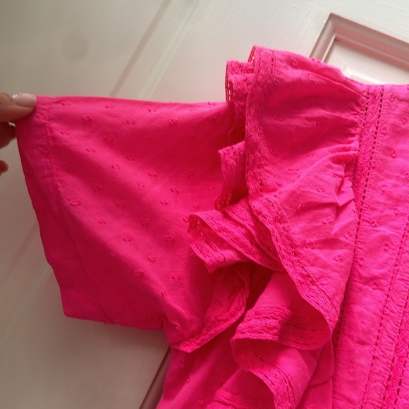 LoveShackFancy Natasha Heritage Mini Dress, Bright Pink, XS, Cotton, wore once - Picture 7 of 9